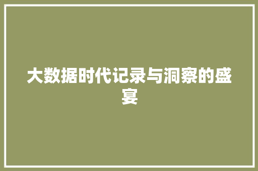 大数据时代记录与洞察的盛宴