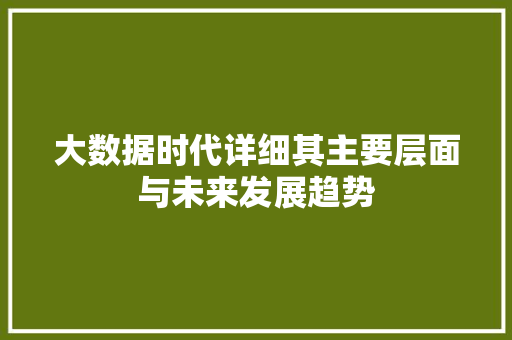 大数据时代详细其主要层面与未来发展趋势
