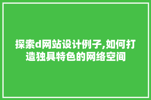 探索d网站设计例子,如何打造独具特色的网络空间