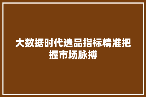 大数据时代选品指标精准把握市场脉搏