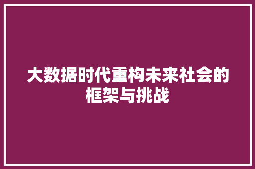 大数据时代重构未来社会的框架与挑战 建站教程