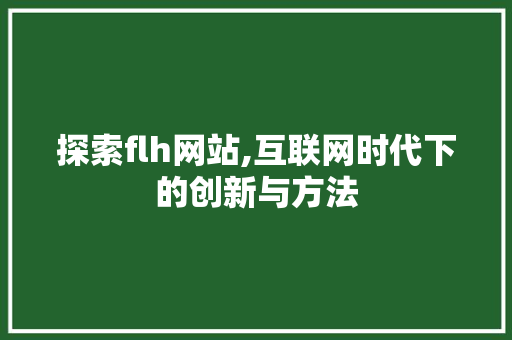 探索flh网站,互联网时代下的创新与方法