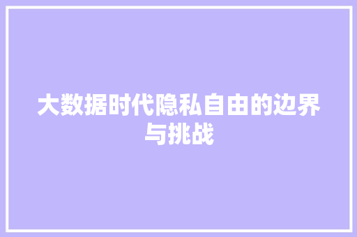 大数据时代隐私自由的边界与挑战 服务器/数据库