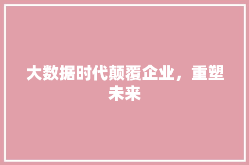 大数据时代颠覆企业，重塑未来