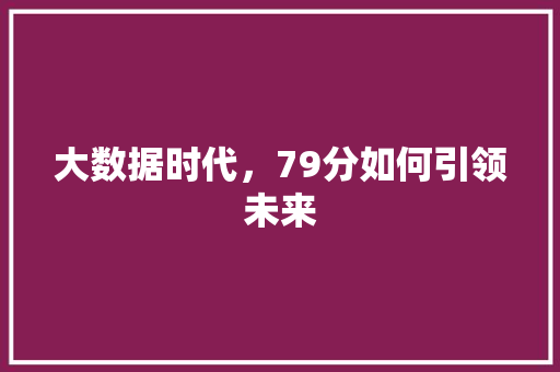大数据时代，79分如何引领未来