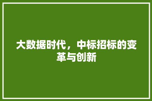 大数据时代，中标招标的变革与创新