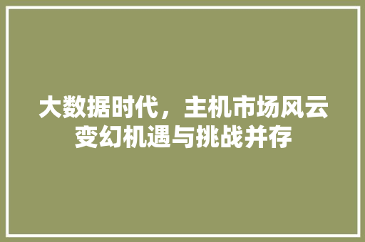 大数据时代，主机市场风云变幻机遇与挑战并存