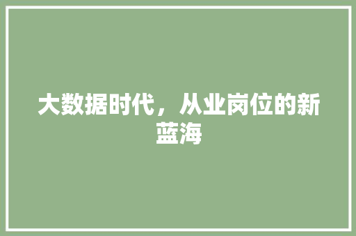 大数据时代，从业岗位的新蓝海