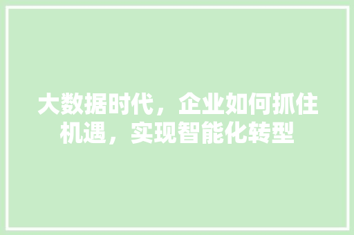 大数据时代，企业如何抓住机遇，实现智能化转型