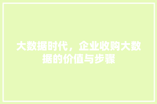 大数据时代，企业收购大数据的价值与步骤