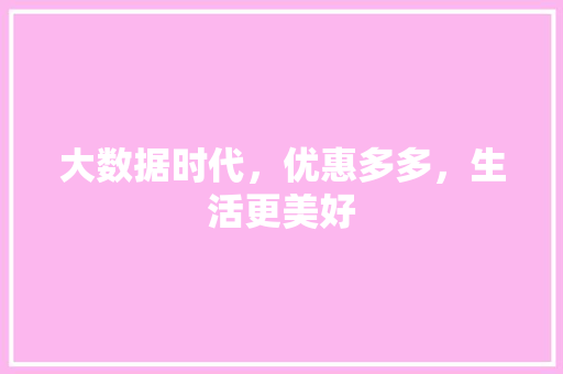 大数据时代，优惠多多，生活更美好