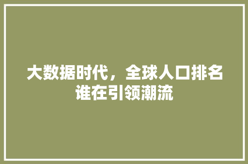 大数据时代，全球人口排名谁在引领潮流