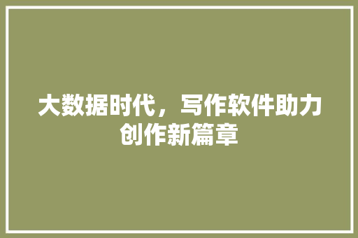 大数据时代，写作软件助力创作新篇章