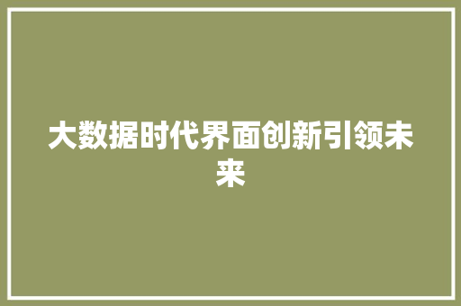 大数据时代界面创新引领未来