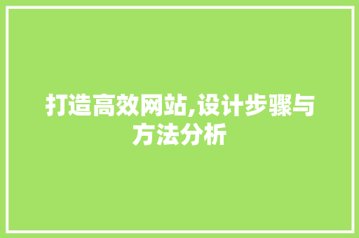 打造高效网站,设计步骤与方法分析