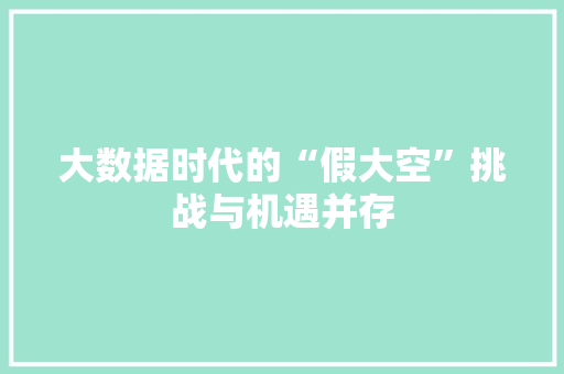大数据时代的“假大空”挑战与机遇并存