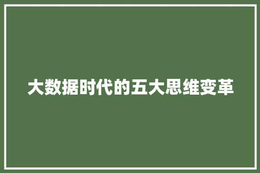 大数据时代的五大思维变革