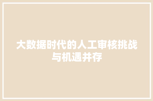 大数据时代的人工审核挑战与机遇并存