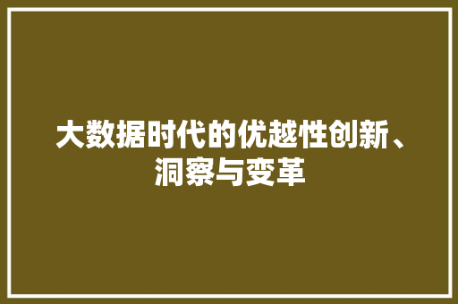 大数据时代的优越性创新、洞察与变革