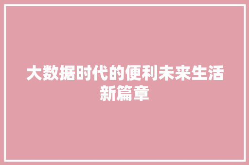 大数据时代的便利未来生活新篇章