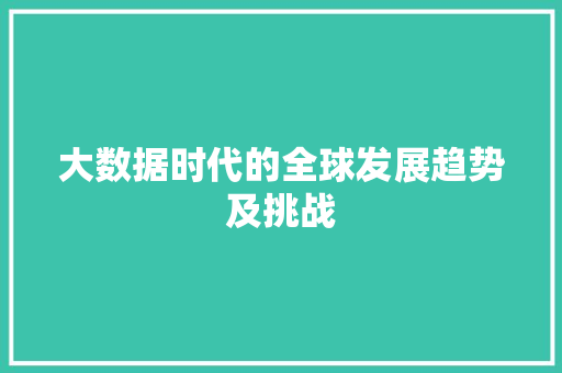 大数据时代的全球发展趋势及挑战