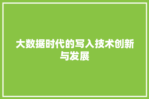 大数据时代的写入技术创新与发展