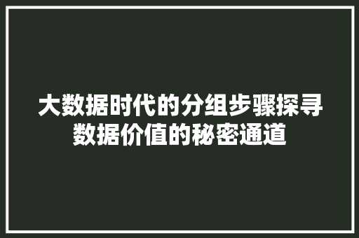 大数据时代的分组步骤探寻数据价值的秘密通道