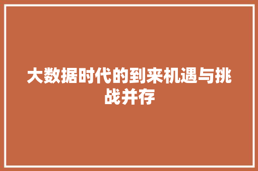 大数据时代的到来机遇与挑战并存