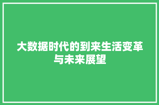 大数据时代的到来生活变革与未来展望