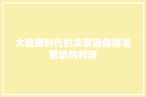 大数据时代的卖家画像精准营销的利器
