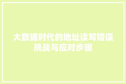 大数据时代的地址读写错误挑战与应对步骤