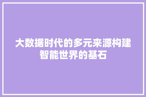 大数据时代的多元来源构建智能世界的基石