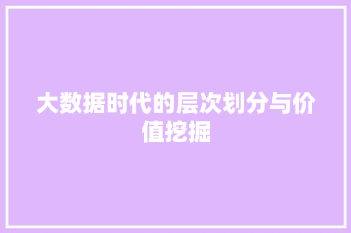 大数据时代的层次划分与价值挖掘