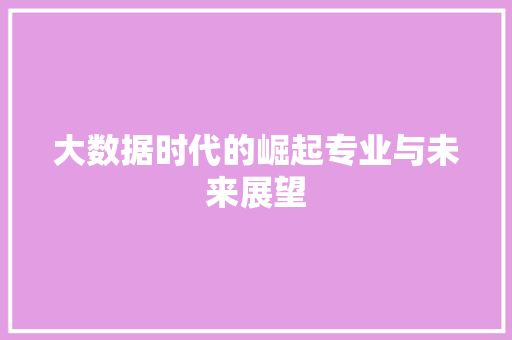 大数据时代的崛起专业与未来展望