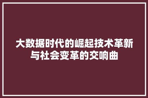 大数据时代的崛起技术革新与社会变革的交响曲