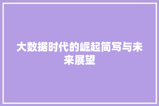 大数据时代的崛起简写与未来展望