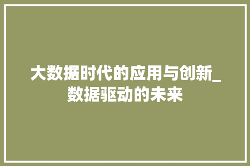 大数据时代的应用与创新_数据驱动的未来