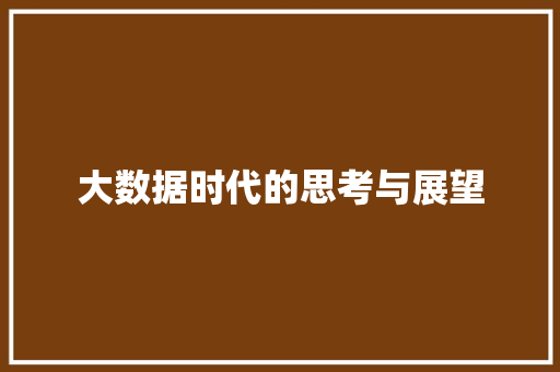 大数据时代的思考与展望