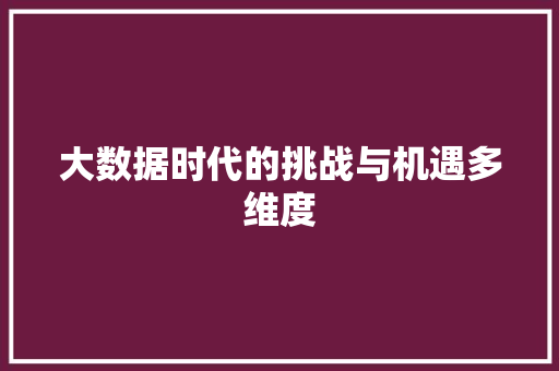 大数据时代的挑战与机遇多维度 服务器/数据库