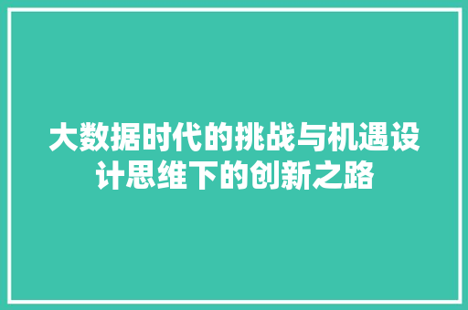 大数据时代的挑战与机遇设计思维下的创新之路 WordPress教程