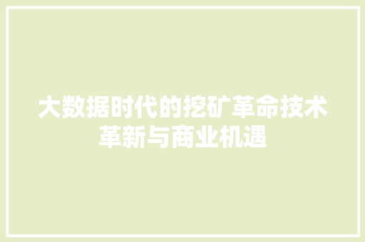 大数据时代的挖矿革命技术革新与商业机遇 SEO教程