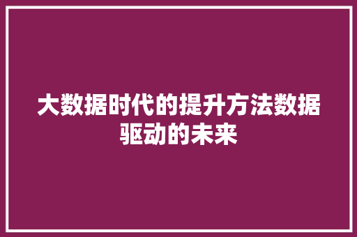 大数据时代的提升方法数据驱动的未来