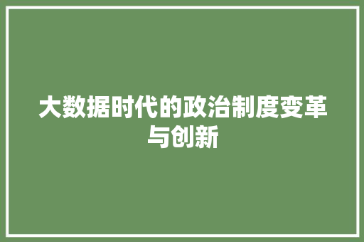 大数据时代的政治制度变革与创新