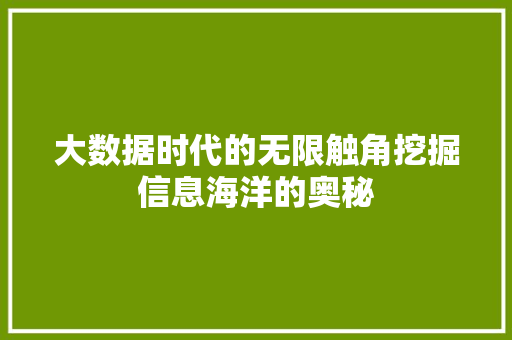 大数据时代的无限触角挖掘信息海洋的奥秘