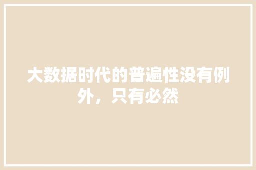 大数据时代的普遍性没有例外，只有必然