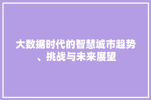 大数据时代的智慧城市趋势、挑战与未来展望