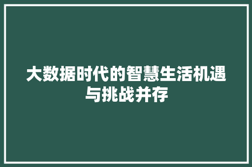 大数据时代的智慧生活机遇与挑战并存