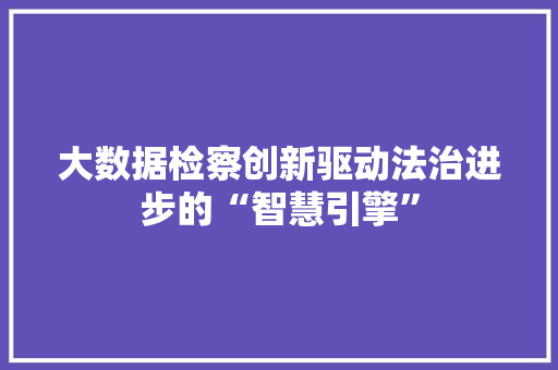大数据检察创新驱动法治进步的“智慧引擎”
