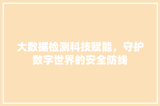 大数据检测科技赋能，守护数字世界的安全防线