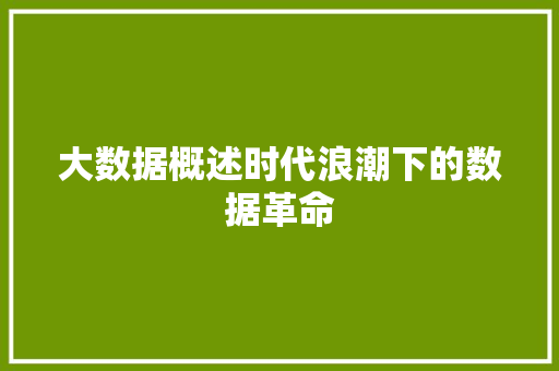 大数据概述时代浪潮下的数据革命